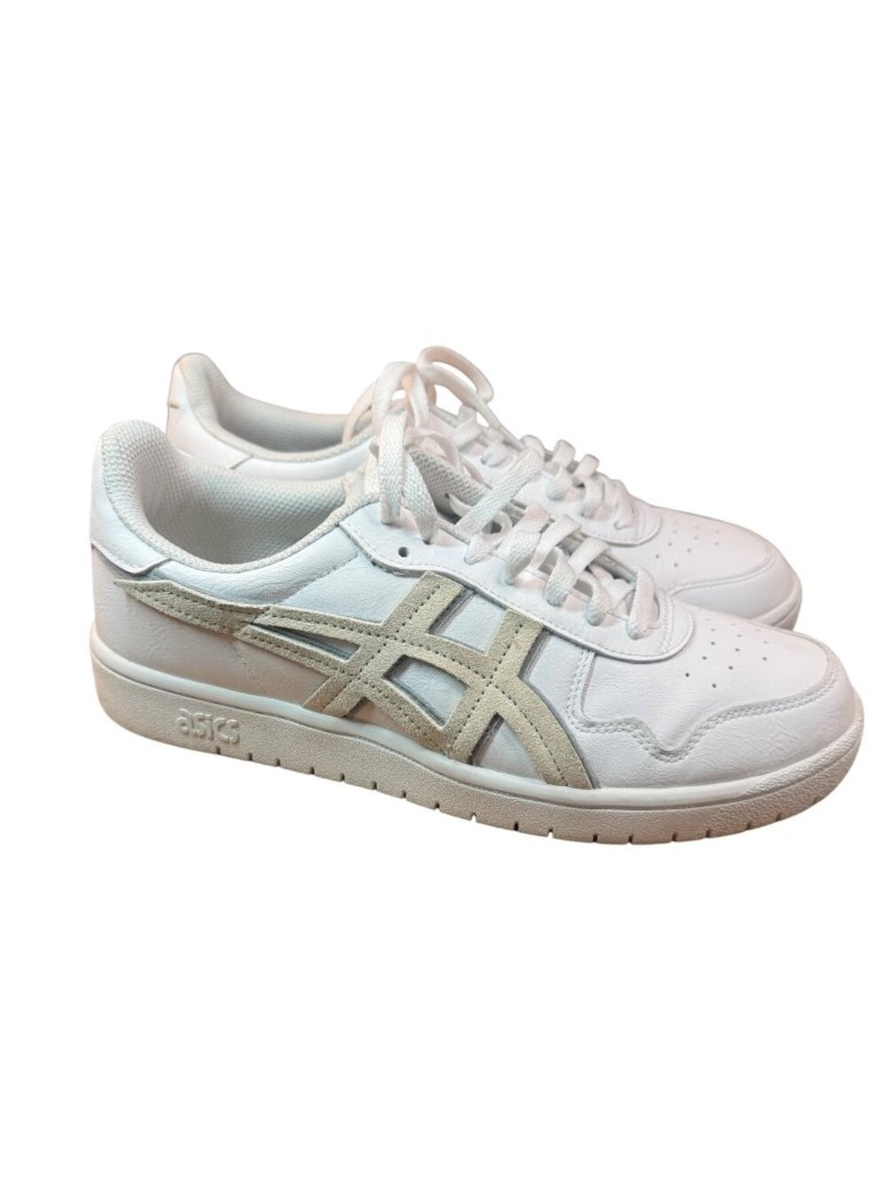 ASICS Japan S White Smokey Grey Men SZ 8 Sneaker Shoes 1201A381 Low Top Leather